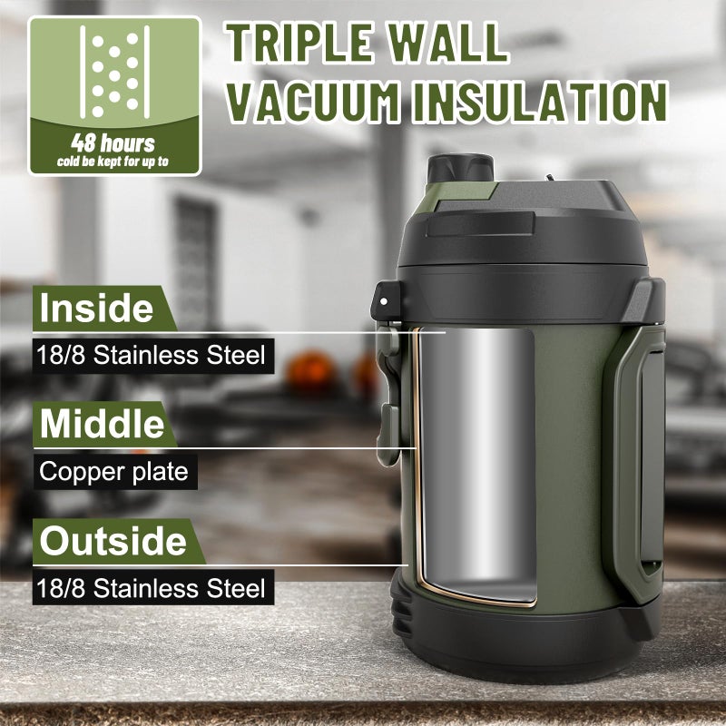 Hydraful Gallon Water Bottle  128 oz Large Insulated Stainless Steel Sports Water Jug  Large Triple Wall Vacuum Insulation Water Bottle-Keeps Cold up to 48 Hrs-Sweat Proof  for Gym  Hiking & Camping - Image 5